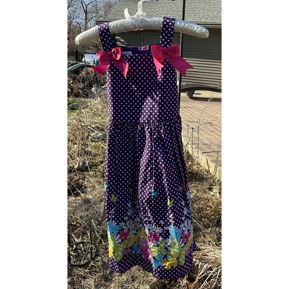 Jessica Ann Girls Purple Print Polka Dots Girl Size 12 Floral Party Easter EUC